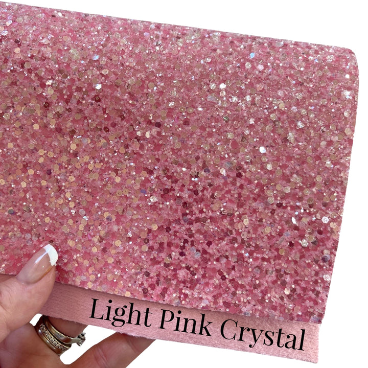 Light Pink Crystal Beauty Chunky Glitter Leather with a Pink Felt Rear