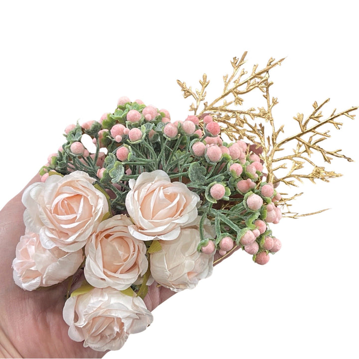 Roses en soie pêche douce