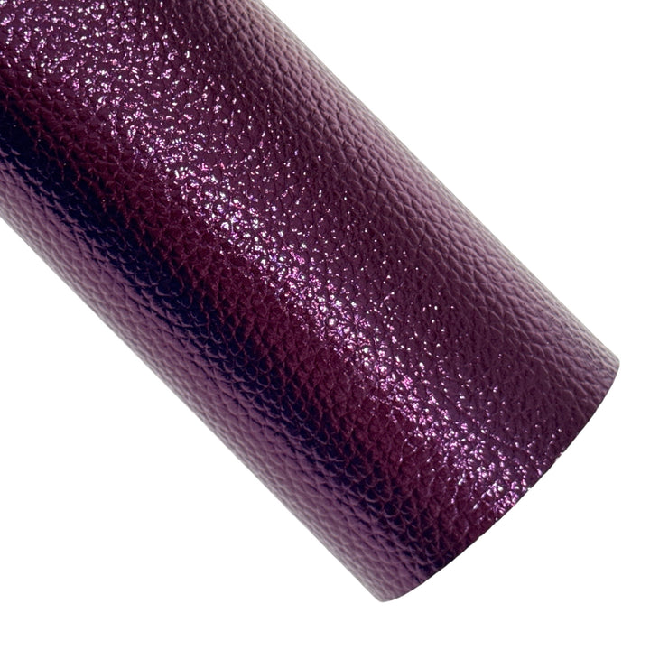 Purple Matte Metallic Embossed Faux Leatherette Fabric Sheets