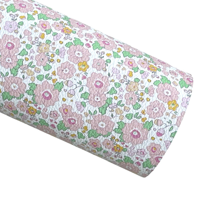 Peach Floral Faux Leatherette
