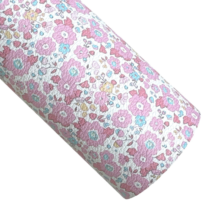 Pink Floral Faux Leatherette