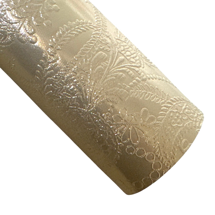 Gold Metallic Floral Embossed Leatherette