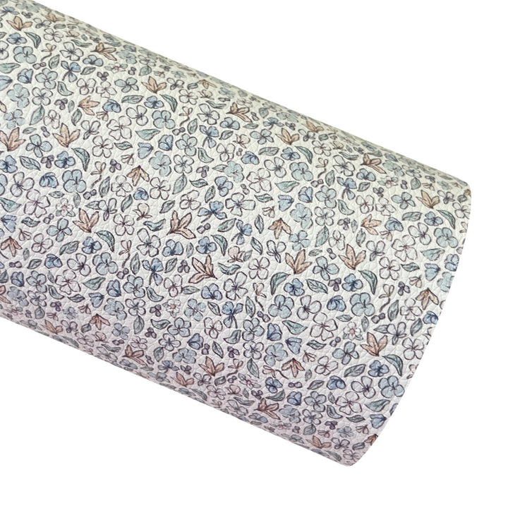 Ditsy Blue Floral 'Petites Fleurs' Custom Printed Leatherette