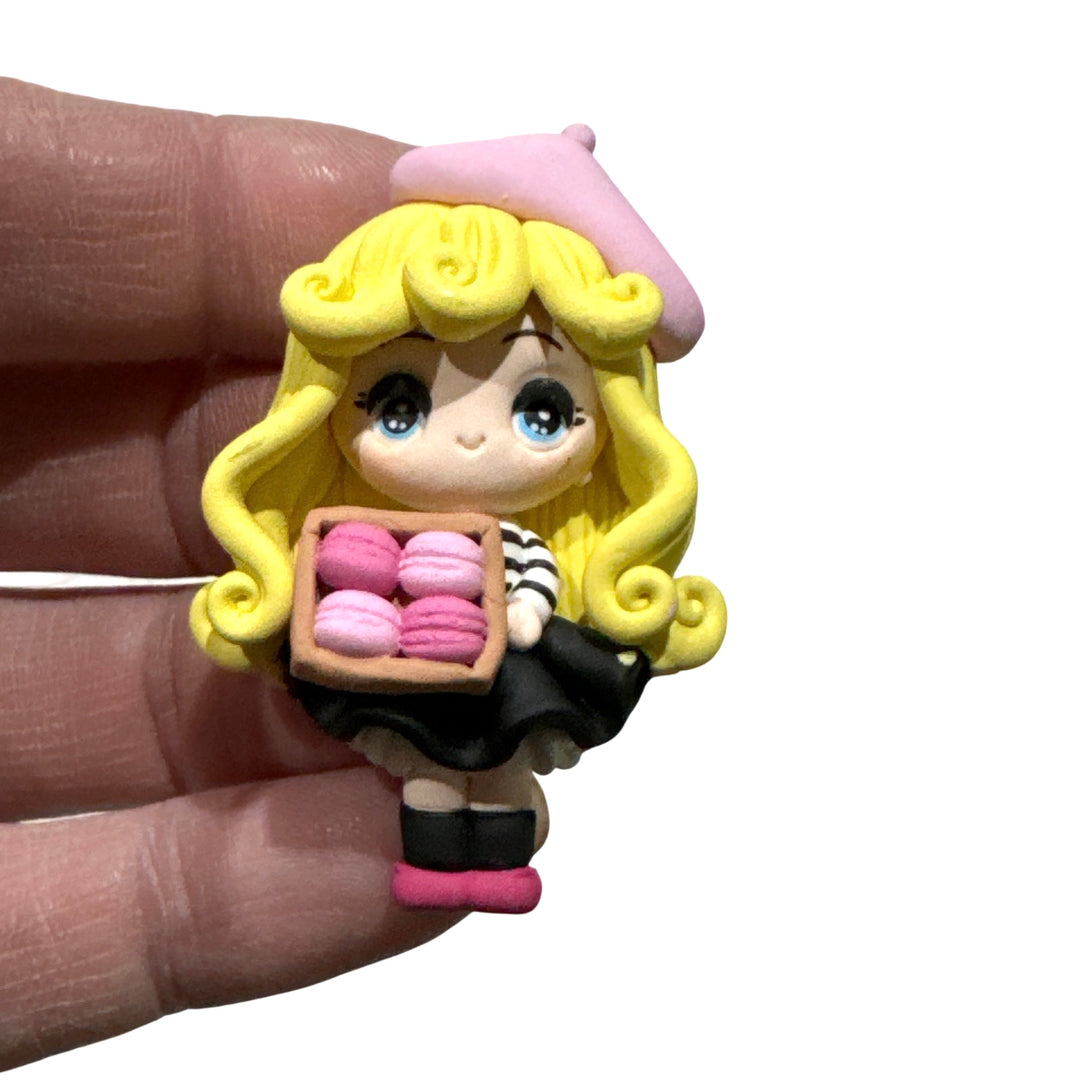 Blonde Macaroon Girl Bow Clay Temptress Maker - When in Paris Series
