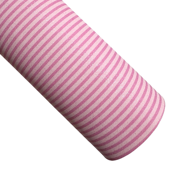 Pink Stripes Shimmer Suede Leatherette