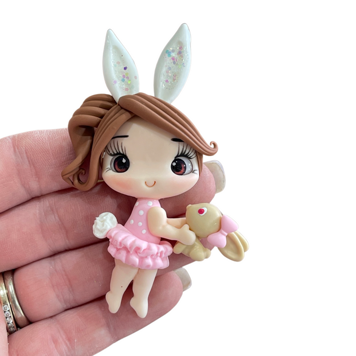 Easter Bunny Ear Girl Bow Clay Embellishment