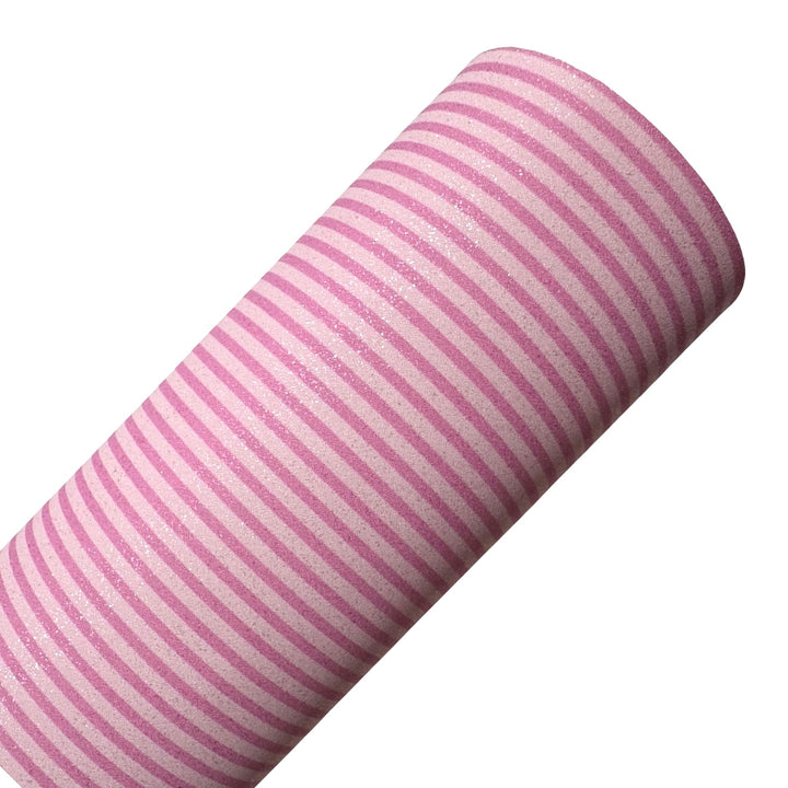 Pink Stripes Shimmer Suede Leatherette