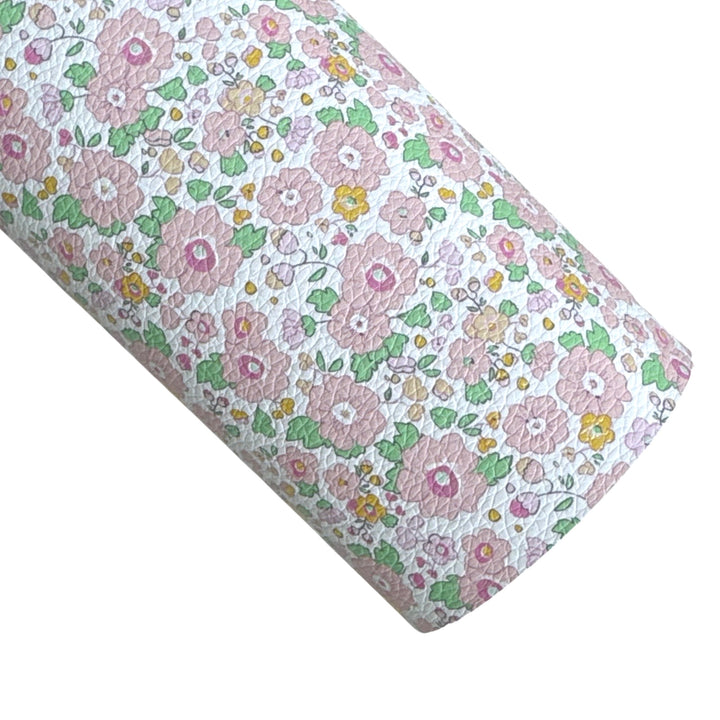 Peach Floral Faux Leatherette