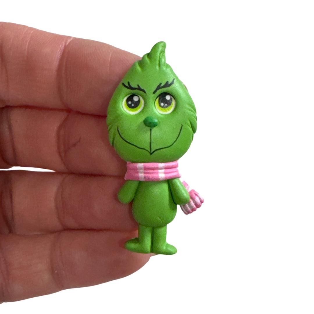 Grinch with Pink Scarf Bow Clay