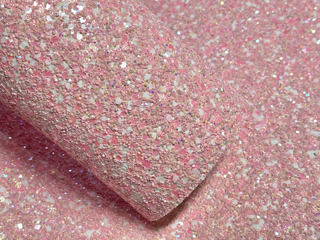 Pink and White Mixed Chunky Glitter Leather