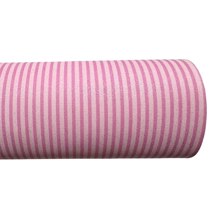 Pink Stripes Shimmer Suede Leatherette
