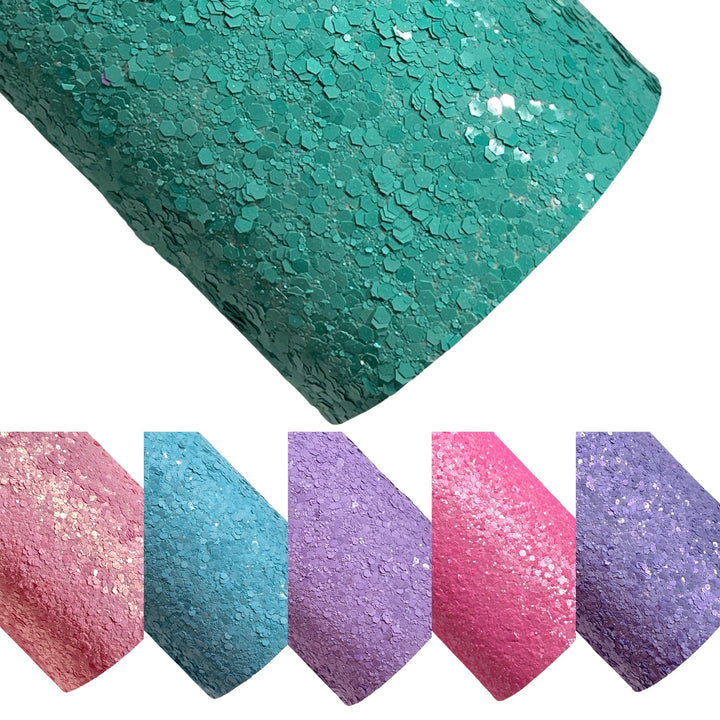 Glitter Flakes Aquamarine Chunky Glitter Leather