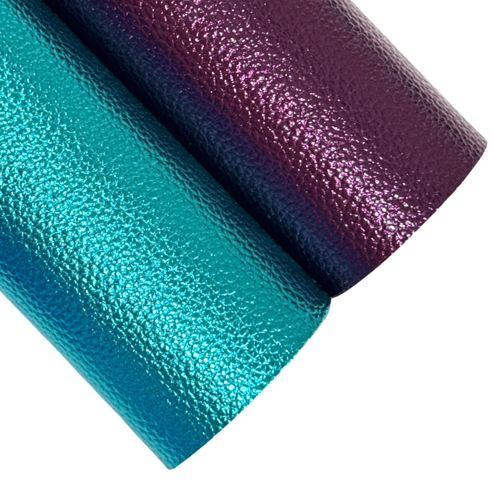 Teal Matte Metallic Embossed Faux Leatherette Fabric Sheets