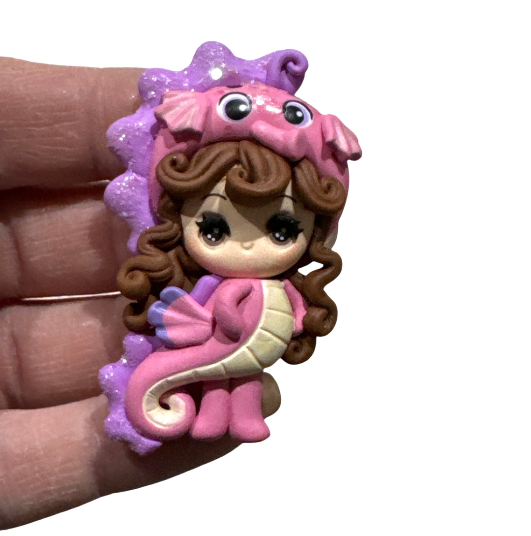 Pink Seahorse Girl Bow Clay from Temptress Maker