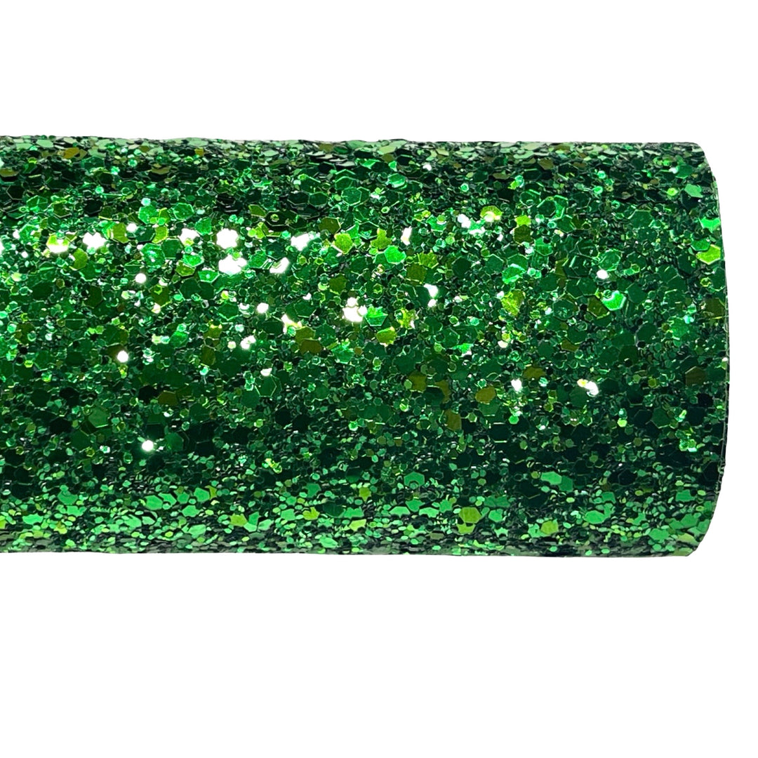 Green Chunky Glitter Leather | Available in rolls | Green Glitter Leather
