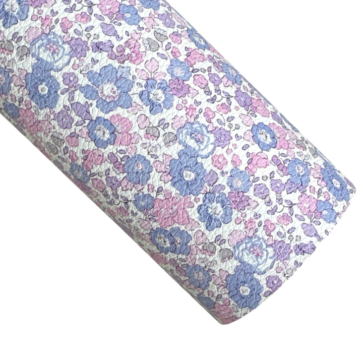 Similicuir floral rose violet