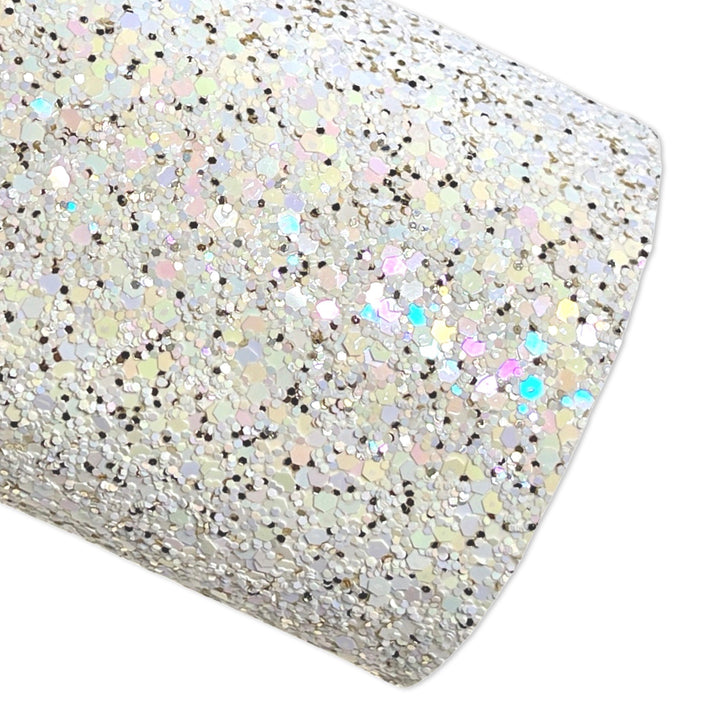 White Angel Sparkle Chunky Glitter Leather