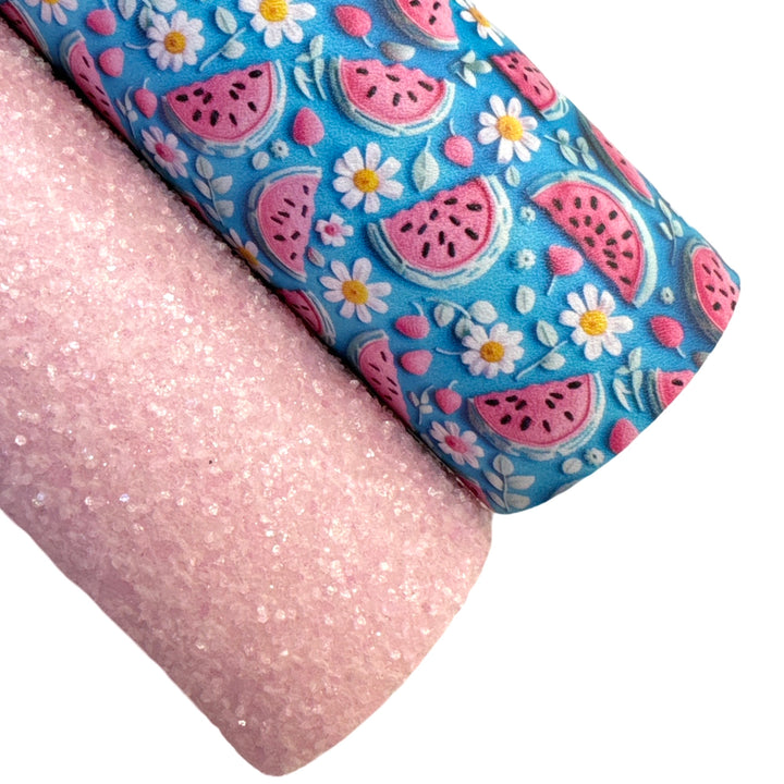 Frosty Crystal Chunky Glitter Leather in Pink - Pre Order Restock