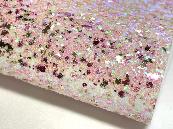 Pink White Smooch Chunky Glitter Leather