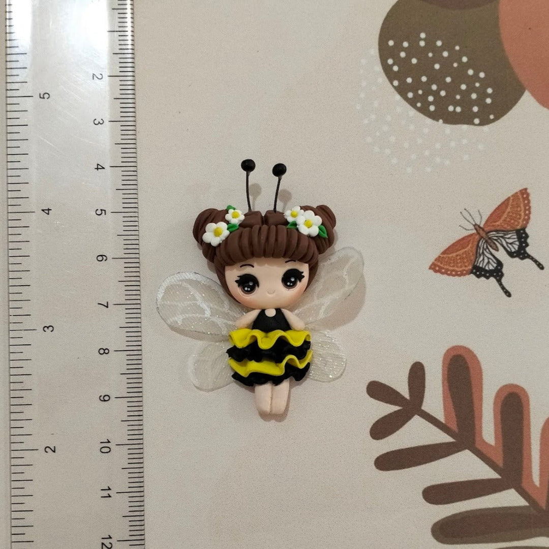 Brunette Bee Girl with Wings Bow Clay from Temptress Maker