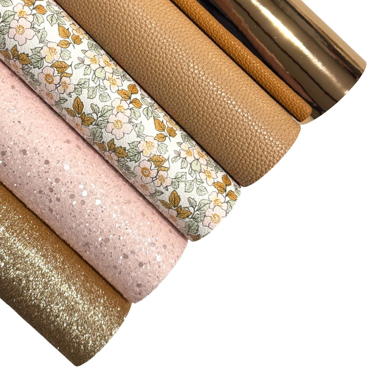 Pink and Gold Floral Leatherette Bundle