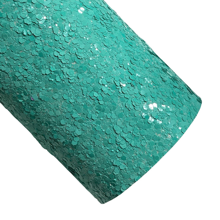 Glitter Flakes Aquamarine Chunky Glitter Leather