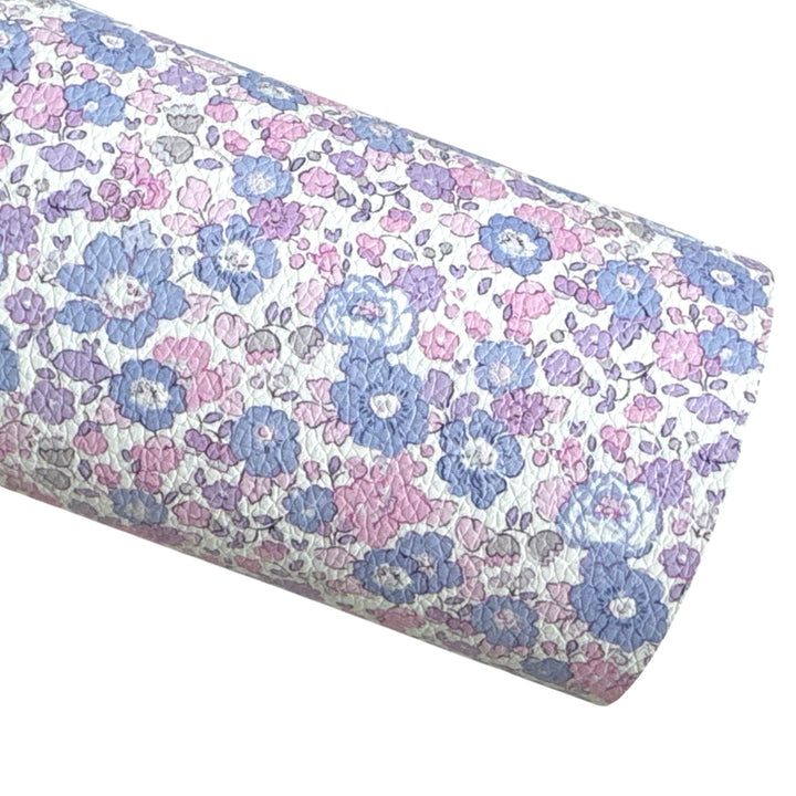 Similicuir floral rose violet