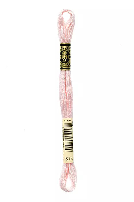 DMC Stranded Cotton Threads No. 818 Pearlescent Powder Pink - Match to Pale Pink / Pink Skin Wool Felt