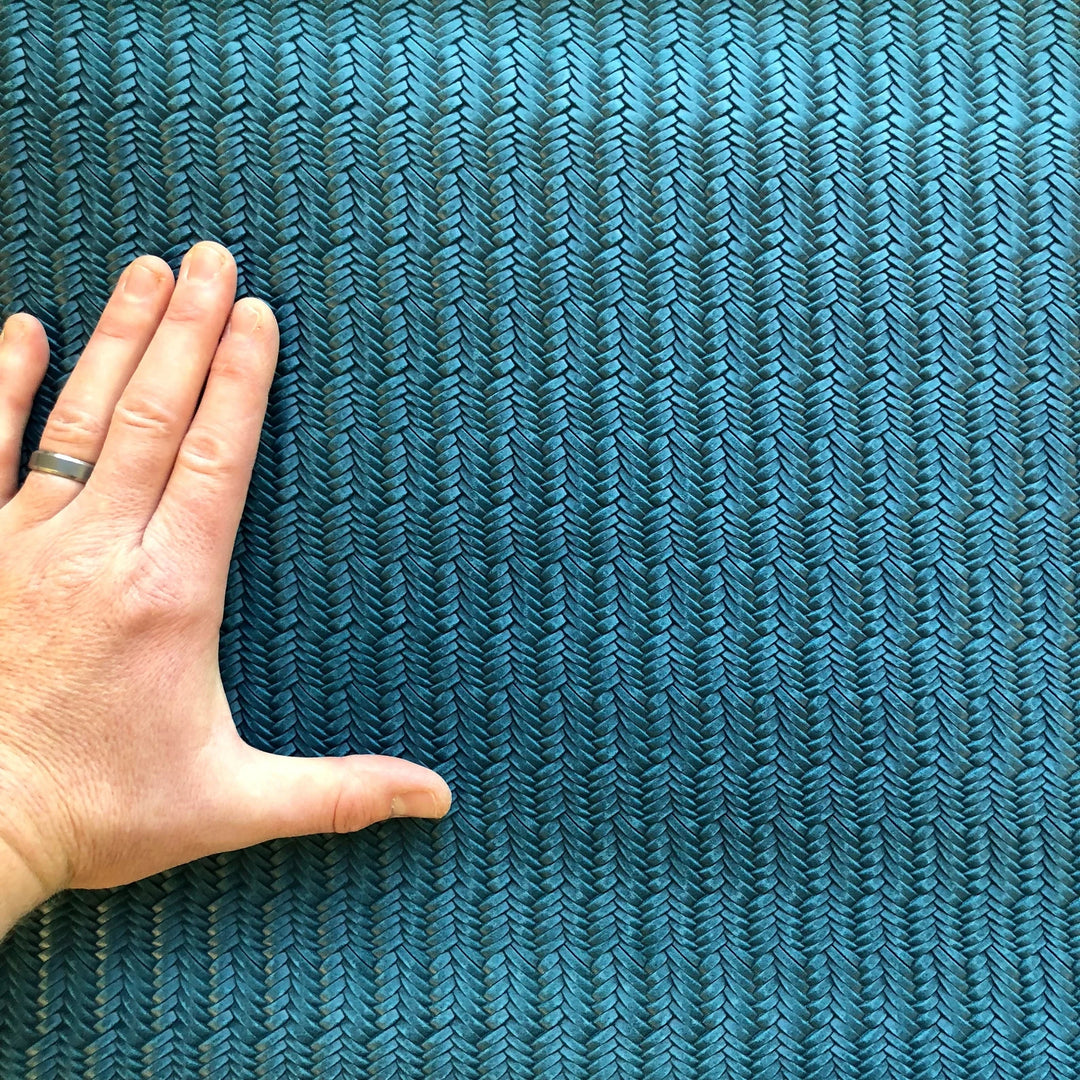 Dark Teal Braided Genuine Leather Sheet for Earrings