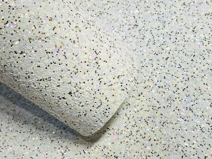 White Angel Sparkle Chunky Glitter Leather