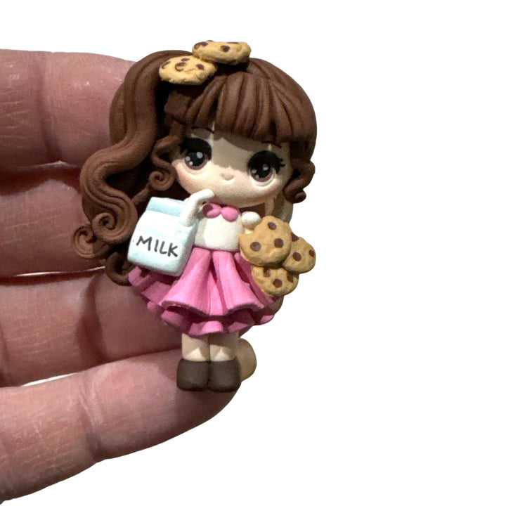 Milk and Cookies Girl Bow Clay Temptress Maker - Pink Skirt