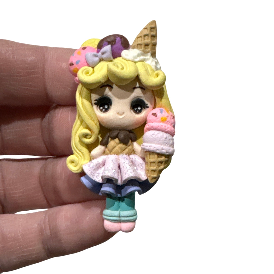 Blonde Ice Cream Girl Bow Clay Temptress Maker