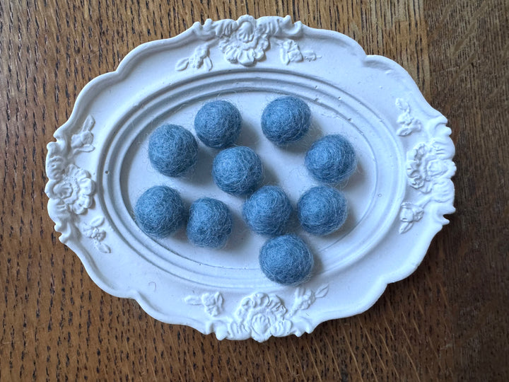 100% Wool Felt Balls 1cm 3/8” ~ Grey Blue