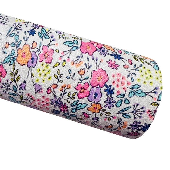 Spring Floral Print Faux Leatherette