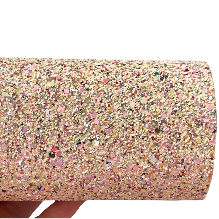 Banana Rama Yellow Pink Mix Chunky Glitter Leather