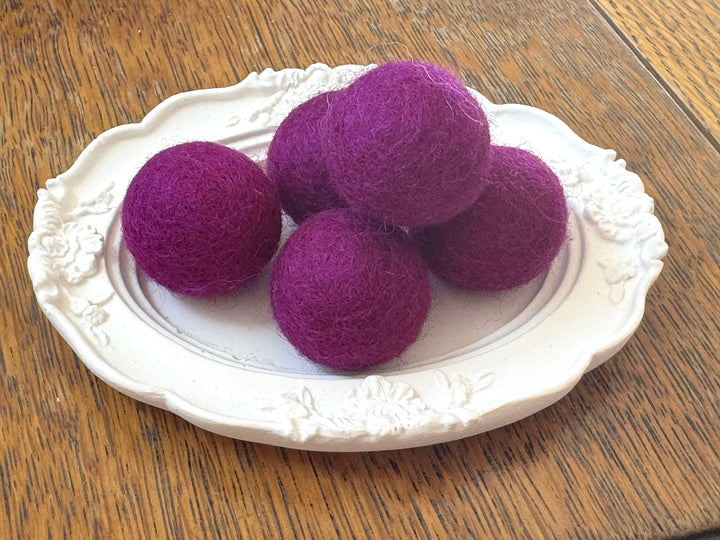 100% Wool Felt Balls 2cm 3/4” ~ Purple Berry