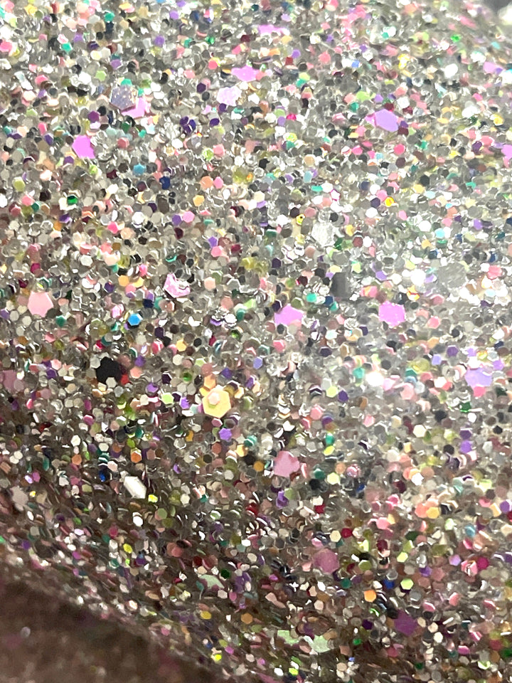 Feuille de tissu à grosses paillettes Silver Candy Bomb