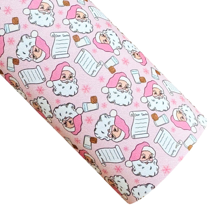 Santas List, Milk and Cookies Smooth Faux Leather Sheet