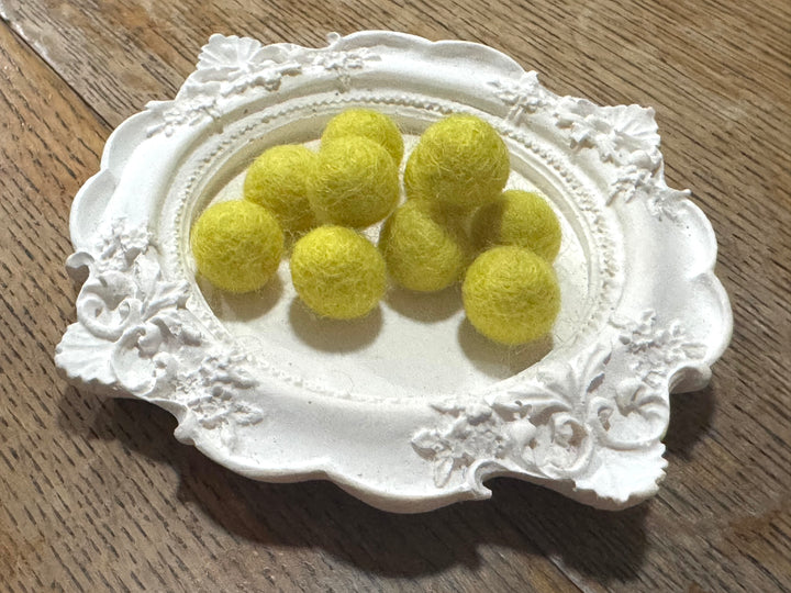 100% Wool Felt Balls 1cm 3/8” ~ Yellow