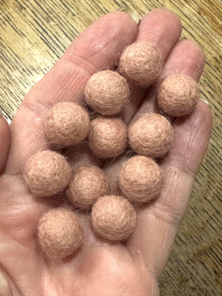 100% Wool Felt Balls 1cm 3/8” ~ Pink Skin