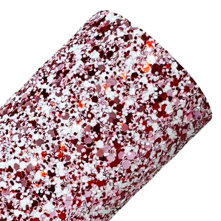 Secret Santa Chunky Glitter Leather - Red White Pink Chunky Glitter