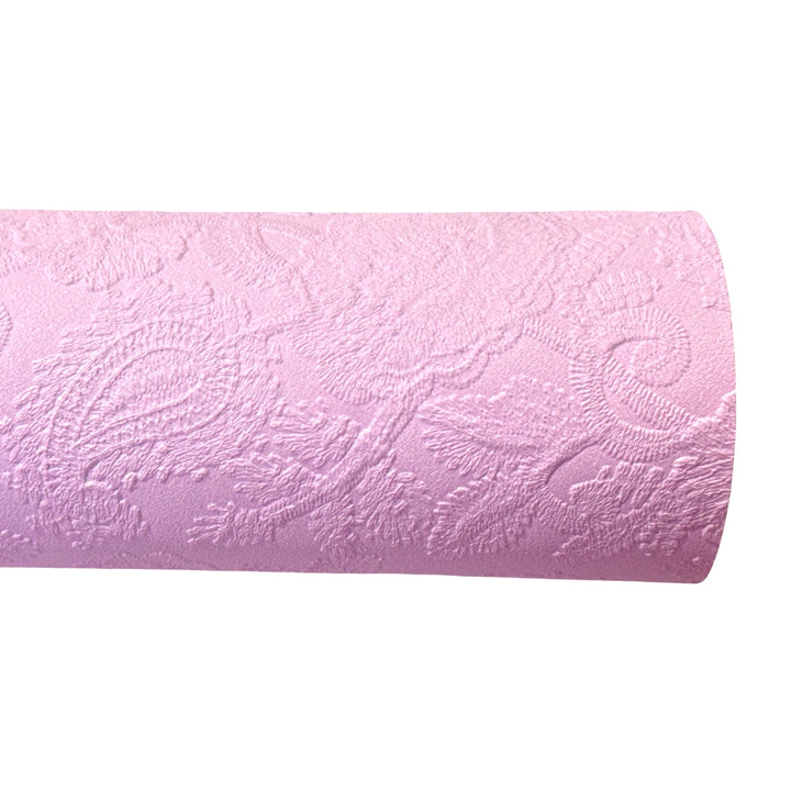 Pink Embossed Floral Filigree Leatherette