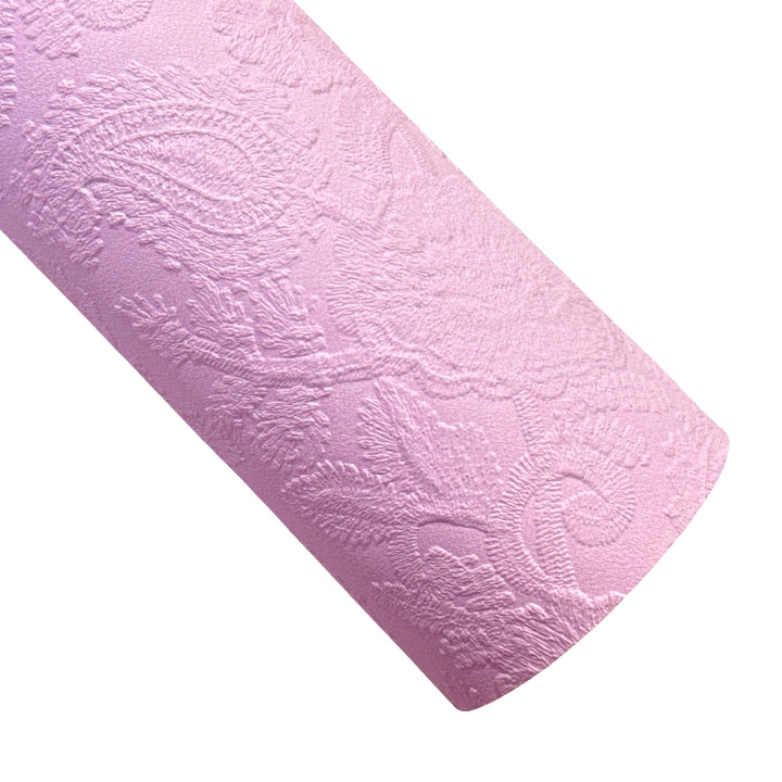 Pink Embossed Floral Filigree Leatherette