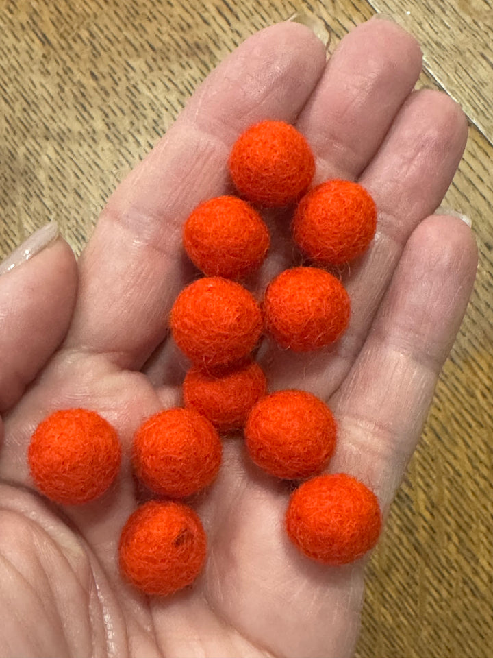 100% Wool Felt Balls 1cm 3/8” ~ Orange