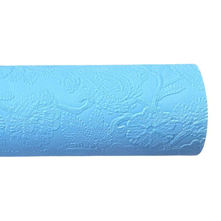 Aqua Embossed Floral Filigree Leatherette