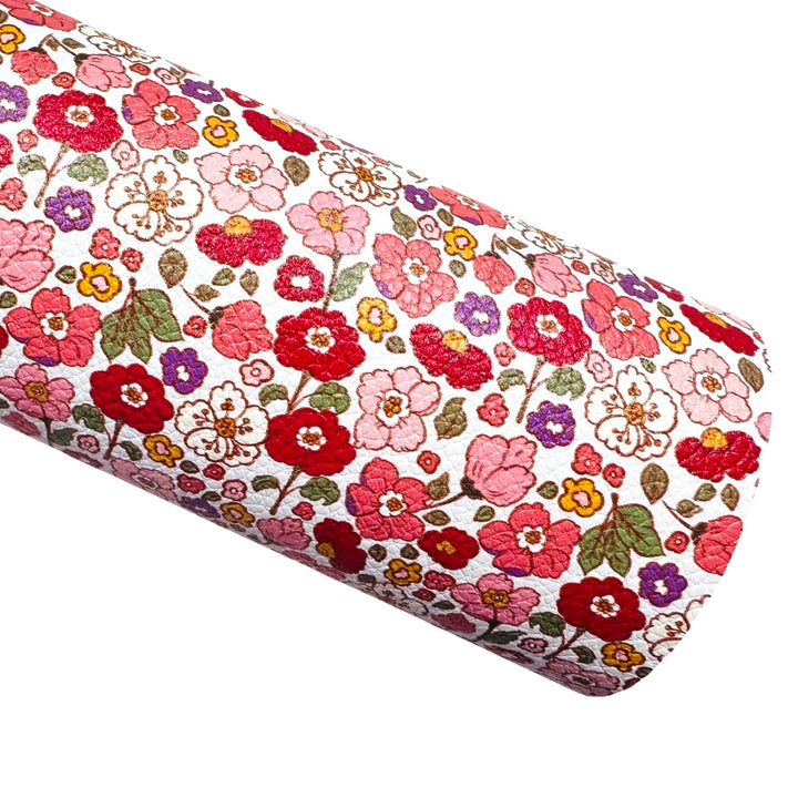 Summer Floral Print Faux Leatherette - Muse Bloom design