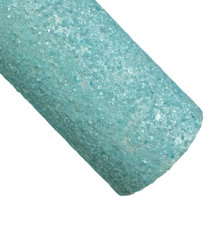Frosty Crystal Chunky Glitter Leather in Light Aqua