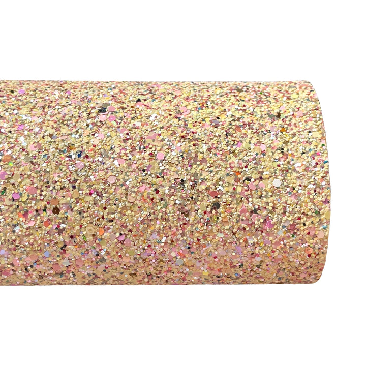 Banana Rama Yellow Pink Mix Chunky Glitter Leather