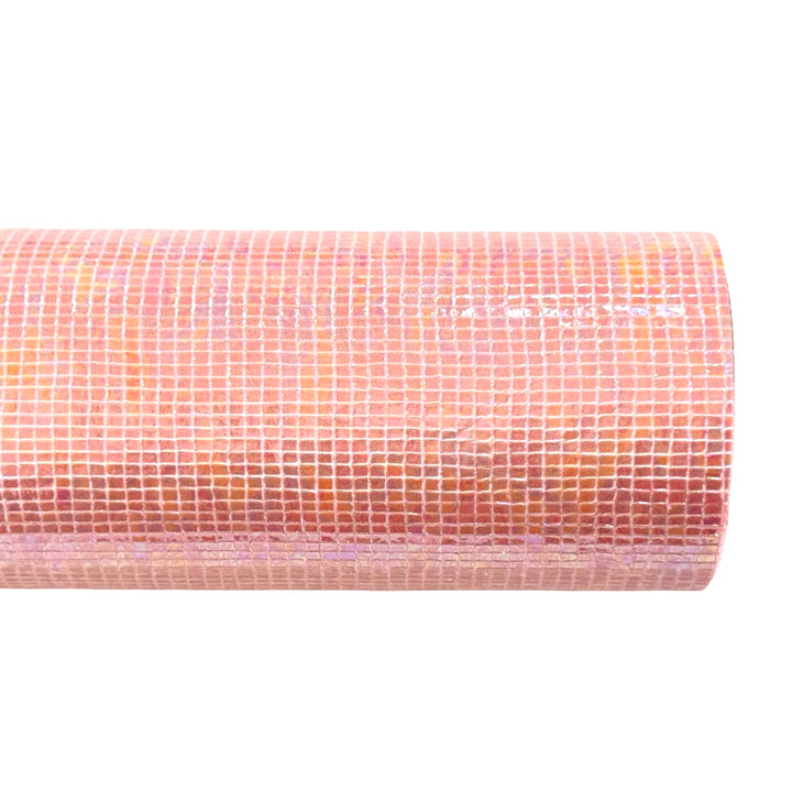Peach Gloss Grid Faux Leatherette - Vegan Leather Sheets - great for earrings!