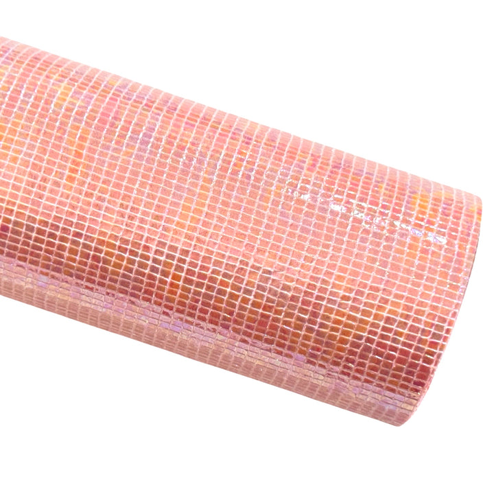 Peach Gloss Grid Faux Leatherette - Vegan Leather Sheets - great for earrings!